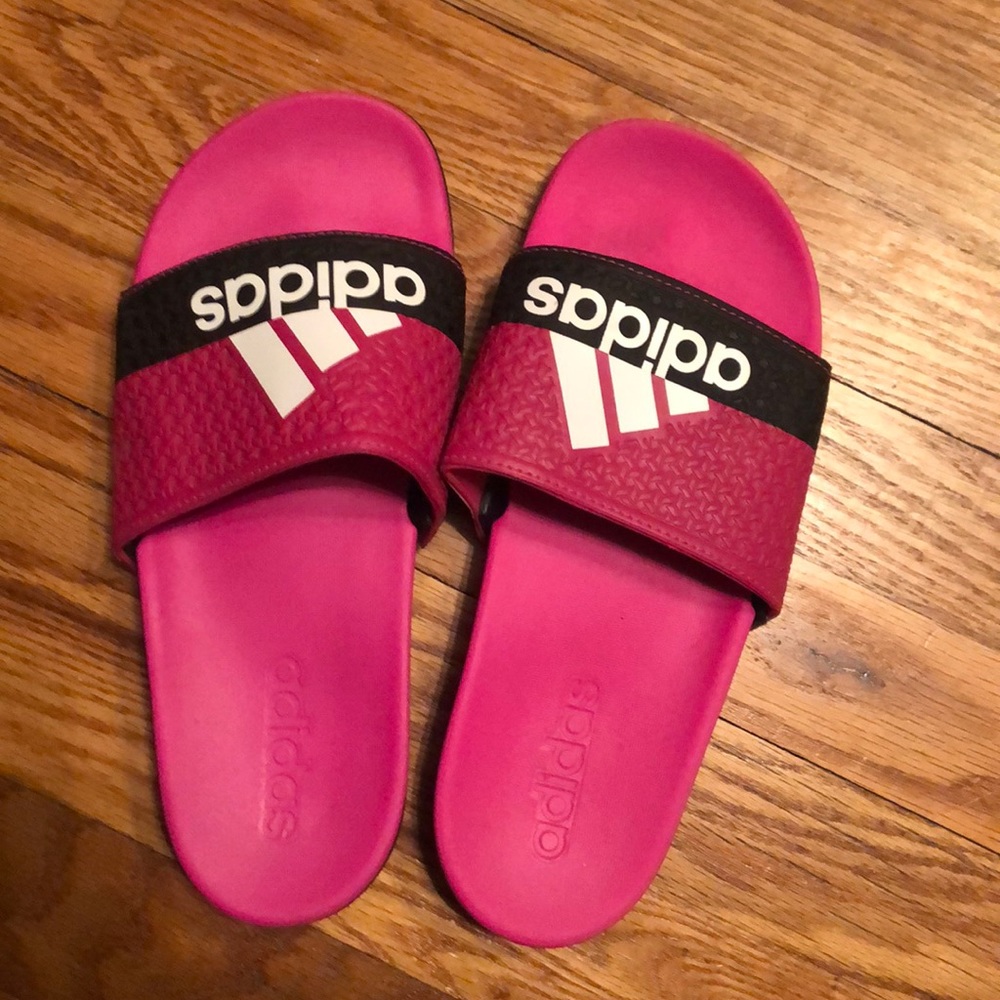 Pink Adidas Slides